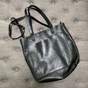 Madewell 100% Leather Black Transport Tote Bag Purse Cross Body Messenger